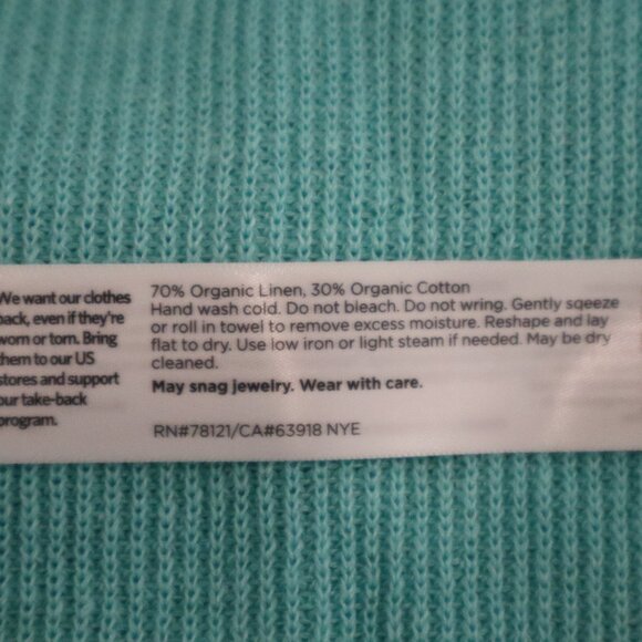 Eileen Fisher Womens Boxy Cardigan Aqua Open Front Organic Linen Cotton Size Sml - Picture 5 of 9